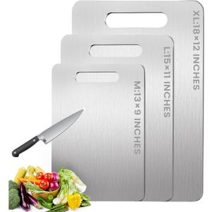 100% Pure Titanium Cutting Board - 15x11 Inch Non-Slip Kitchen Chopping Board, Dishwasher Safe, Scratch Resistant, Easy to Clean, Durable & Hygienic for Meat, Vegetables, and Fruits