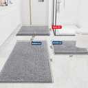 Smiry Luxury Chenille Bathroom Rugs 47x20, Extra Soft and Absorbent Shaggy Bath Mat, Machine Washable, Non-Slip Plush Carpet Runner for Tub, Shower, and Floor, Home Decor Accessories, Light Grey