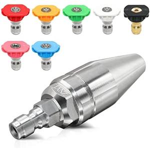 JANZ Pressure Washer Rotating Turbo Nozzle with 7 Spray Nozzle Tips Kit Multiple Spray Degrees 1/4 Inch Quick Connection,4000PSI
