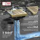 WEBANG 6 Inch Square Shower Drain Gold Floor Drain with Flange Rainline Pattern Cover Grate Removable SUS304 Stainless Steel Watermark&CUPC Certified Brushed Gold