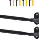 TYRON 2 Pack Screwed Sash Curtain Rod Adjustable 30-40 Inch, 3/8 In. Diameter, French Door Curtain Rods (Black)