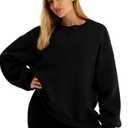 MAGICMK Womens Oversized Sweatshirts Colourful plus Size Fall Long Sleeve Sweaters tops (Black, M)