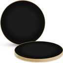 Bluesky Trading Table Settings Black Hammered Organic Plastic Charger Plates (Pack Of 4) - 13" - Elegant Gold Rim Design, Perfect for Birthday Parties, Weddings, Events, Special Occasions, & More