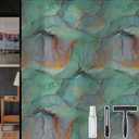 DKTIE Marble Texture Privacy Window Film with Installation Tools, Static Cling No Glue Window Marble Stained Glass Window Film Coverings Glass Sticker for Home for Bathroom Living Room Glass Film (35.4'' x 78.7'' (with tools), Jadeite Green)