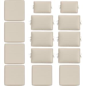 14 Pcs Outdoor Cushion Slipcovers All-Weather Patio Cushion Covers, Replacement Waterproof with Zipper for Patio Furniture, Sectional Couch 3 Sizes, Covers Only (Cream)