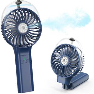 Portable Handheld Misting Fan, Nano-Mist Humidifier for Skincare & Makeup, 180 Foldable Desk Fan, Rechargeable Water Spray Fan for Disney Beach Cruise Essentials, Summer Gifts for Women Man Girls