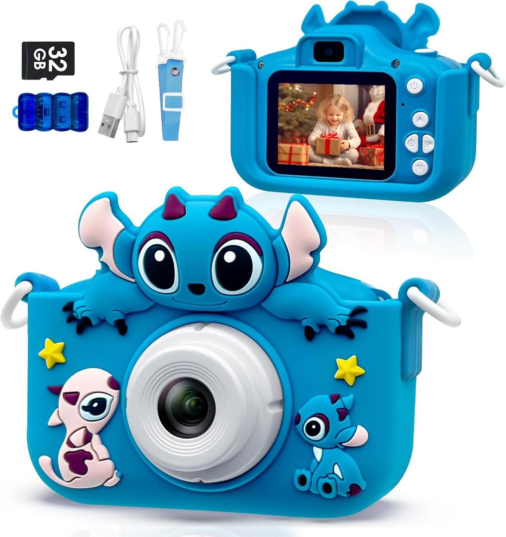 Kids Camera Toddler Digital Camera Little Girls Toy Camera for 3 4 5 7+ Years Old Boys Christmas Birthday Gifts for Kids Digital Camera 40MP Dual Lens 1080P HD Video Selfie Camera with 32GB SD Card