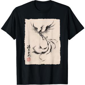 Japanese Phoenix Ink Art for Men Women Kids T-Shirt, S