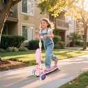 2 in 1 Kick Scooter with Removable Seat, 3 LED Wheels Kick Scooter for Kids, 4 Adjustable Height & Foldable Design Toddler Scooters Sit or Stand Ride for Boys & Girls 2-10 Years Old