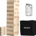 Outdoor Games Large Tower Stacking Game, 54 Wooden Blocks, Stack Up to 4 Ft Tall, Includes Carry Bag and Scoreboard, Backyard and Beach Lawn Yard Fun for Adults and Family (Natural)