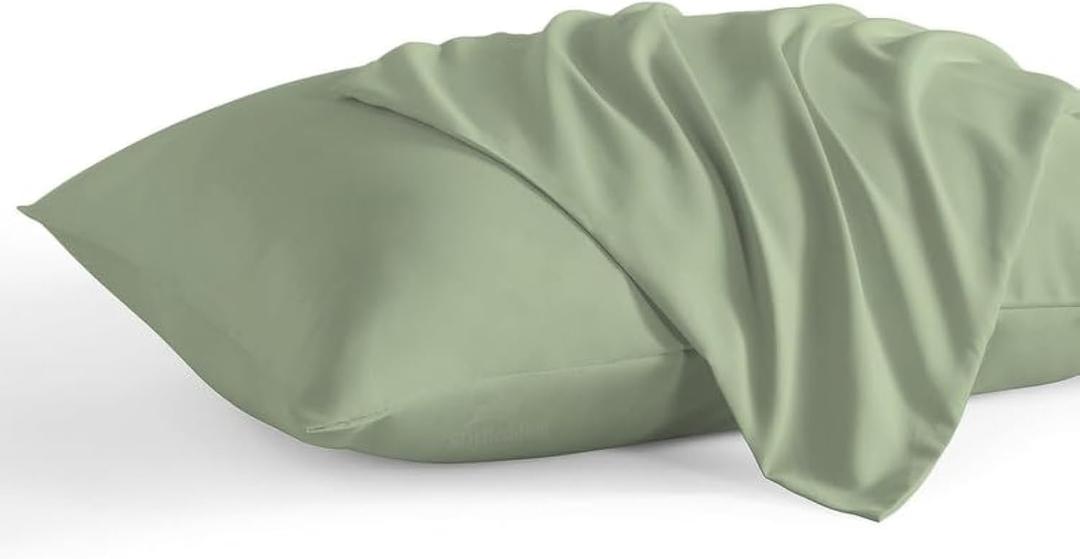 Online Bedding Linen Travel Pillowcase 13 x 18 Inch, 100% Egyptian Cotton Set of 2 Toddler Pillowcase Zipper Closer 600 Thraed Count - Toddler Travel 13x18 Zipper, Moss Solid