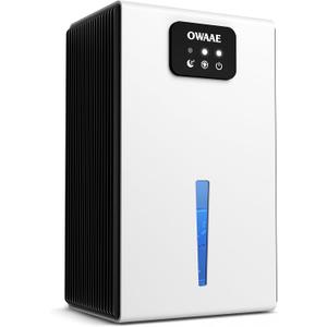 Dehumidifier, 1000 sq.ft Quiet Dehumidifiers for Home Bedroom Bathroom Basement with 95oz Water Tank, Sleep Mode, Auto Shut-Off 7 Colors LED Light, White