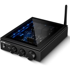 Bluetooth 5.3 Stereo Amplifier for Passive Speakers, 300W x 2 TPA3255 2 Channel Mini Class D Power Amp Receiver, with PFFB Bass TRE Controll for Indoor/Outdoor/Garage/Ceiling/Bookshelf Speakers