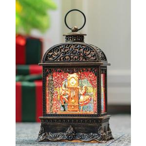 Christmas Snow Globe Lantern Water Glittering Nutcracker Clara with Music & Timer, USB Lined/Battery Operated Lighted Lantern for Christmas Festival Decoration Gifts