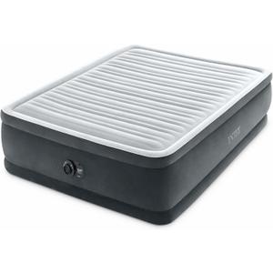 Intex Dura-Beam Deluxe Comfort-Plush Elevated: Fiber-Tech  Queen Size  Built-in Electric Pump  18in Bed Height  600lb Weight Capacity (Grey)