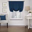H.Versailtex Blackout Tie Up Valance Curtain Window Treatment Balloon Valance Drape for Kitchen Window (Navy, Rod Pocket Panel, 42 inches W x 63 inches L)