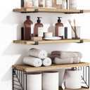 Fixwal 3+1 Tier Bathroom Floating Shelves Over Toilet, 15.8in Farmhouse Rustic Wood Shelves, Wall Decor for Bathroom, Living Room,Bedroom and Kitchen (Rustic Brown)