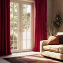 NICETOWN Red Blackout Velvet Curtains 120 inches Long, Super Soft Light & Heat Blocking Extra Long Sliding Glass Door Romantic Drapes for Window/Dance Room (52" Wide), 2 Panels