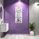 sechars Best Seat in the House Wall Art Funny Bathroom Signs Pictures Painting Modern Purple Bathroom Wall Decor (Purple)