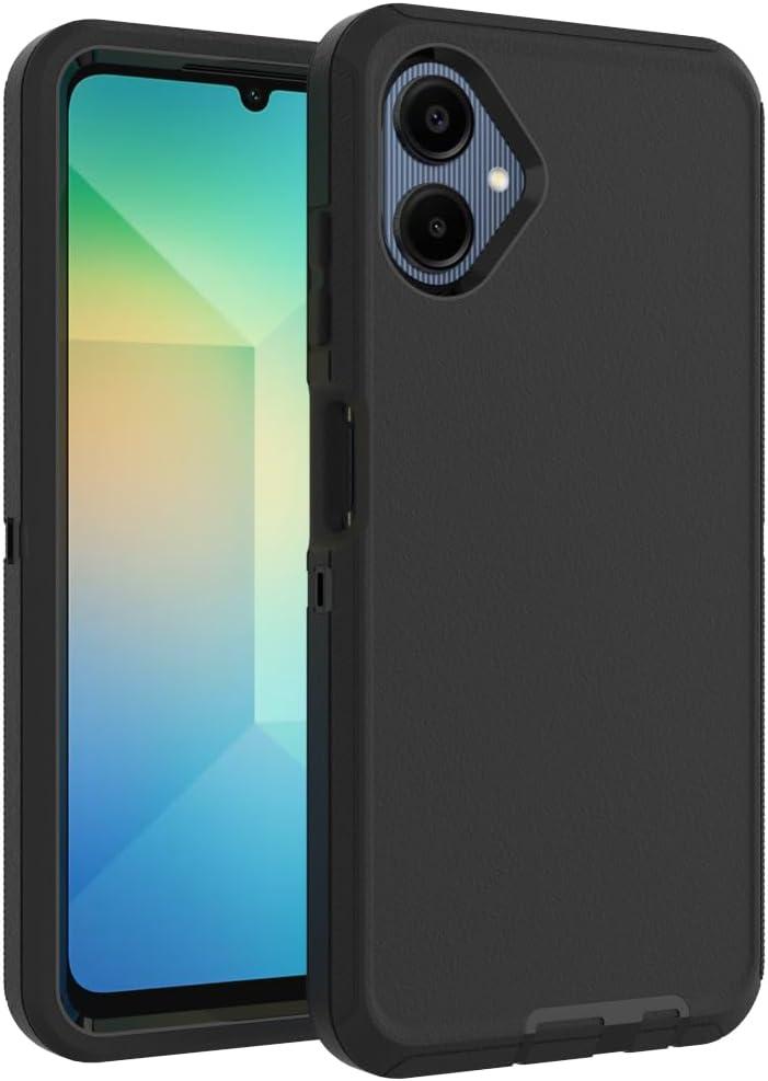 Case for Galaxy A06, Heavy-Duty Tough Rugged Shockproof Drop Protective Cover Cases for Samsung Galaxy A06, Black