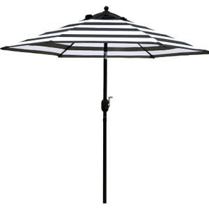 7.5' Patio Umbrella Outdoor Tilt Umbrella Stripe | Market Table Umbrella with 6 Sturdy Ribs Push Button Tilt and Crank Lift Perfect For Patio Tables, Beach, Gardens and Pool