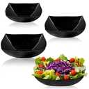 PLASTICPRO Disposable Square Serving Bowls, Party Snack or Salad Bowl, Plastic Black Pack of 4, 32 OUNCE, Black