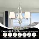 Brushed Nickel Dining Room Light Modern Sliver Chandelier with Frosted Glass, 3-Light Metal Farmhouse Kitchen Island Light Fixtures E26 Hanging Pendent Lighting for Living Room, Kitchen, Foyer