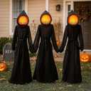 Evergreen Set of 3 LED Black Halloween Grim Reaper Stakes | 4 Feet Tall | Weatherproof Battery Operated | Spooky Garden Statue Outdoor Decoration Grass Lawn or Patio