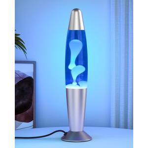 Blue LED Motion Lamp for Adults and Kids, Liquid Motion Lamps with White Wax Flows, Night Light Home Room Decor, Gifts for Women and Girls