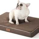 Bedsure Memory Foam Dog Bed Medium Size Dogs- Orthopedic Pet Beds for Crate with Removable Washable Cover and Nonskid Bottom - Plush Flannel Fleece Top Pet Mat, Brown (29.0 L x 18.0 W x 3.0 Th)