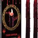 6 Pack Vampire Tears Taper Candles, 10 inch Tall Bleeding Candles, Soundvalue Unscented Black Tapered Candlesticks, Spooky Blood Drip Candles Set for Halloween Party Gothic Home Decorations
