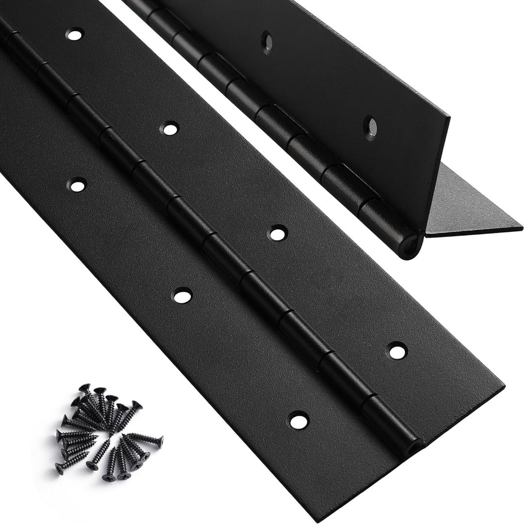 2 Pack Heavy Duty Piano Hinge 48 Inch x 2 Inch Width, 0.047'' Thick Stainless Steel Black Continuous Hinge for Cabinet, Door, Toolbox, Wooden Box, Metal Plate, Furniture, Industrial Project