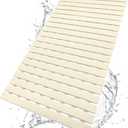BEMISO Shower Mat Non Slip Bathtub Mat with Suction Cups and Drain Holes 27.5 x15.7 Inch Bath Mat for Tub & Shower.Easy Dry,Easy to Cut,Eco-Friendly (Beige)