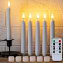 5plots White Flameless Taper Candles with Remote, Timer, Roman Column Led Taper Candles Battery Operated, Led Candlesticks with 3D Flame, Floating Flickering Candles for Halloween Christmas Decor