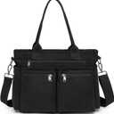 Corduroy Crossbody Tote Bag for Women Cute Shoulder Bag Large Messenger Bag Commuter School Purse Handbag Work Multi Pocket(black)