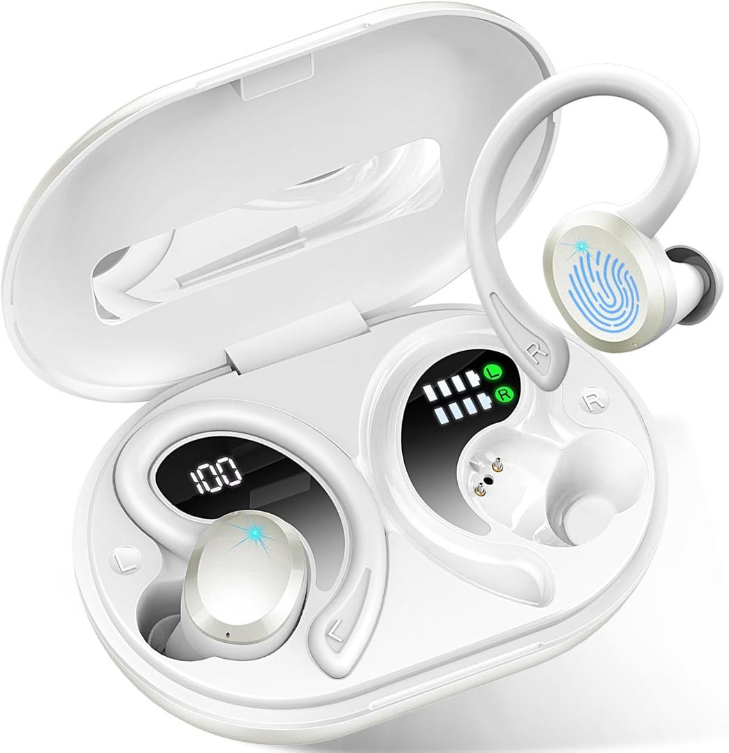 Wireless Earbud Sport, Bluetooth 5.3 Headphone Bass Hi-Fi Stereo Over Ear Buds, 48Hrs Noise Cancelling Headset with Earhook, IP7 Waterproof in-Ear Earphone Workout Running for Laptop Pad Android iOS (800 mAh)
