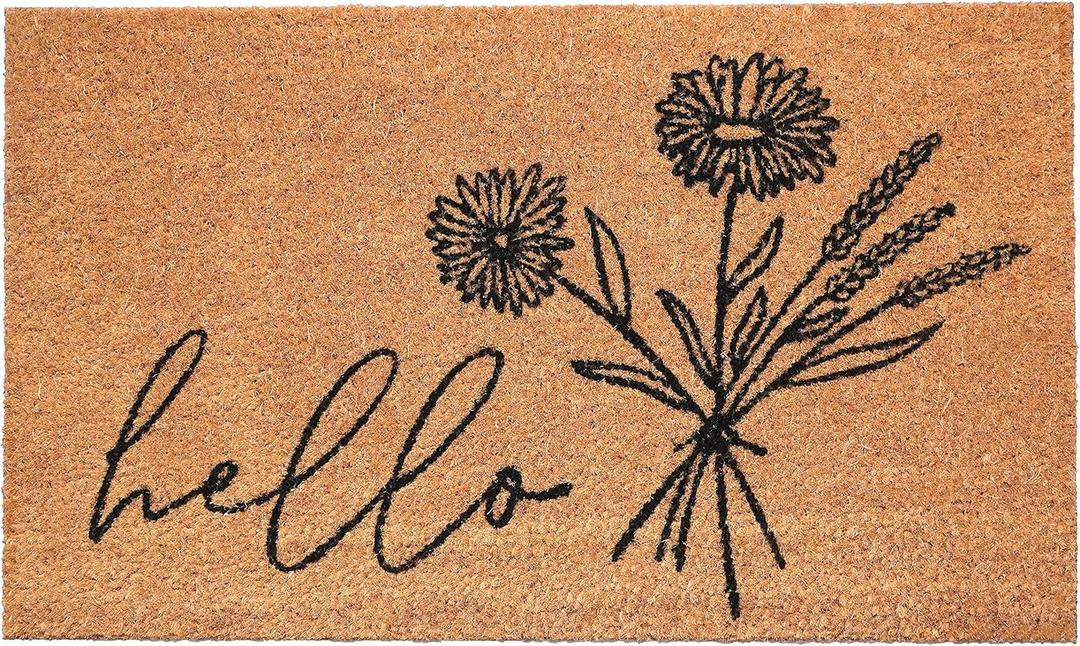Calloway Mills Wildflower Bouquet Doormat, (Tan/Black, 24" x 36" x 0.60")