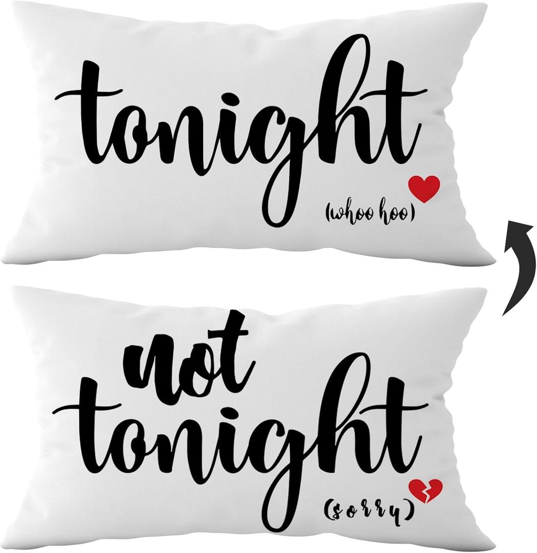 Mancheng-zi Funny Couples Reversible Soft Pillow Cover, Wedding Anniversary Bridal Shower Gifts, Gift for Couples, Anniversary, Wedding, Engagement, 20X12 Inch Flannel Cushion Cover for Couch (White)