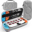 CloudValley Large Storage Carrying Case for Nintendo Switch 2, Portable Hard Shell Carrying EVA Travel Game Bag with 10 Game Cartridges for Console, Joy-Con, Games, Accessories, Gray