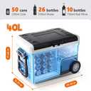 OLIXIS Portable Car Refrigerator, 42QT Dual-Zone Electric Cooler for Vehicles with Wheels & Cutting Board, -4-68 Freezer Smart Control via Bluetooth, Battery Protection, 12/24V DC & 100-240V AC