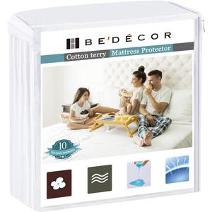 Bedecor Twin Waterproof Mattress Protector for Potty Training and Bed Wetting, Noiseless Cotton Terry Cover, Breathable Fitted Design for Kids, Fits 9-18 Inch Depth
