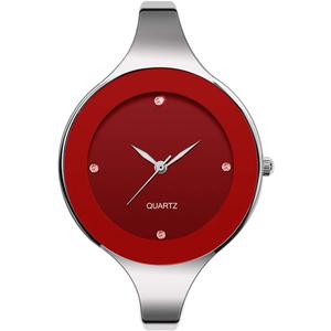 Weicam Luxury Ladies Bracelet Stainless Steel Bangle Wrist Watch Womens Quartz Analog Watch Best Gifts (Red)