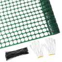 PotatoLife 4'x100' Plastic Mesh Fence for Garden with 100 Zip Ties, Green