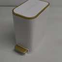 Cesun Small Bathroom Trash Can with Lid Soft Close, 5 Liter/1.3 Gallon Stainless Steel Garbage Can with Removable Inner Bucket, Step Pedal, Slim Waste Basket for Toilet, Office, Bedroom (White&Gold)