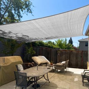 Garden expert 16'x20' Sun Shade Sail Light Grey Rectangle Canopy Sail Shade for Patio Garden Outdoor Backyard