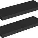 HOOBRO Floating Shelves for Wall, Wall Mounted Shelf Set of 2, 23.6" Hanging Shelf with Invisible Brackets, for Wall Decor Storage in Bathroom Bedroom Kitchen Living Room Office, Black BK60BJ01