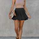 Women's Flowy Shorts Casual Linen Boho Ruffle Mini Skirts Pleated High Waist Cute Butterfly Skorts with Pockets Summer Trendy (Black, M)