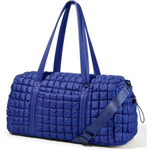 Quilted Travel Duffle Bag for Women Medium Weekender Bag Puffer Overnight Bag Large Soft Puffy Duffel Bag Carry-On Gym Bag Lightweight Personal Item Travel Bag for Trips Business Sport Airplane (Deep Navy)