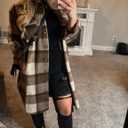 PUWEI Women's Long Flannel Plaid Jacket Shacket Cozy Lapel Button Down Shirt Jacket Fuzzy Trench Coat (Brown, M)