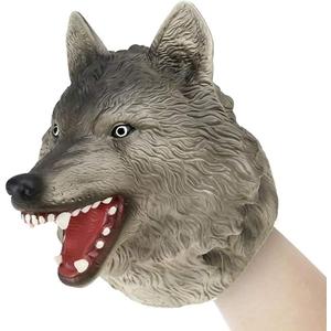 Gemini&Genius Animal Hand Puppet for Kids Soft Rubber Realistic Action Figure Role Play Toys(Wolf)